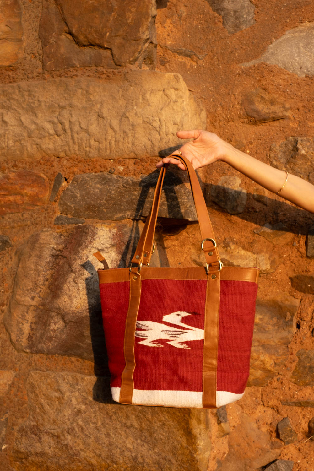 Patola Duck Maroon And White Medium Size Bag