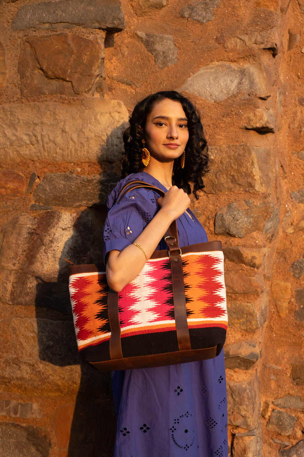Patola Zig Zag Pink Medium Size Bag