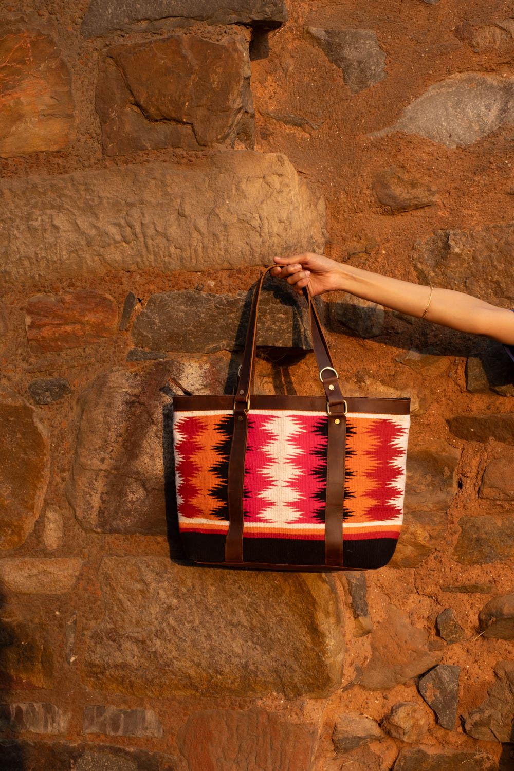 Patola Zig Zag Pink Medium Size Bag