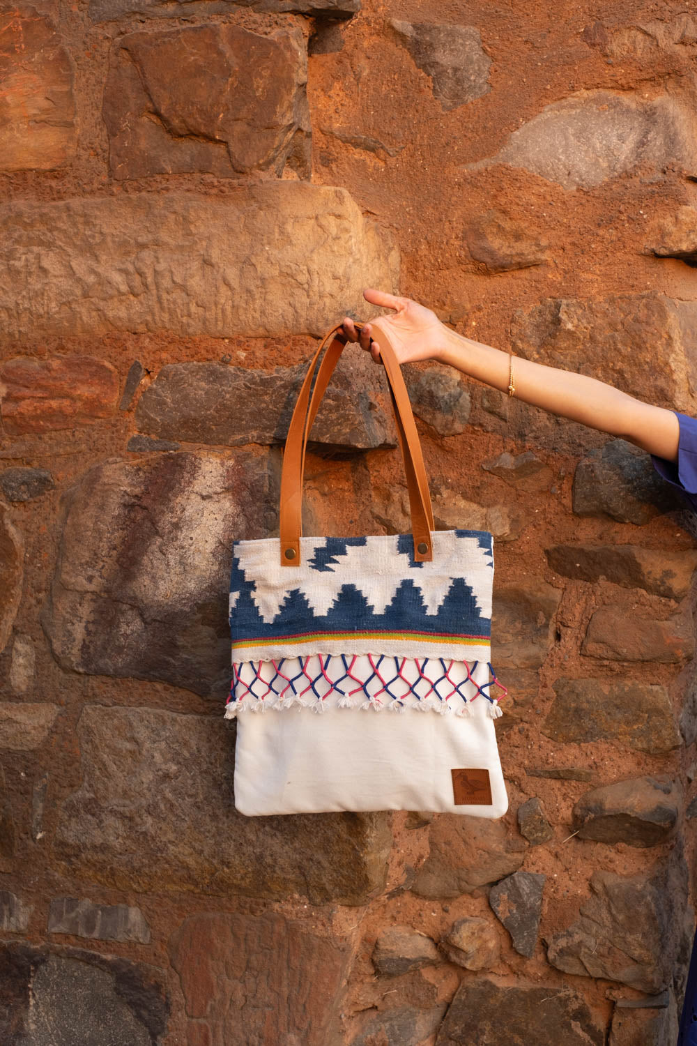 Dubki Tote Bag ~ Blue Geometric Pattern