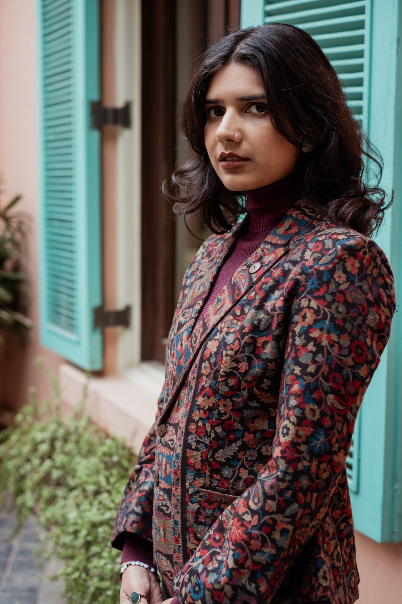 Navrang Black Kani Weave Jacket