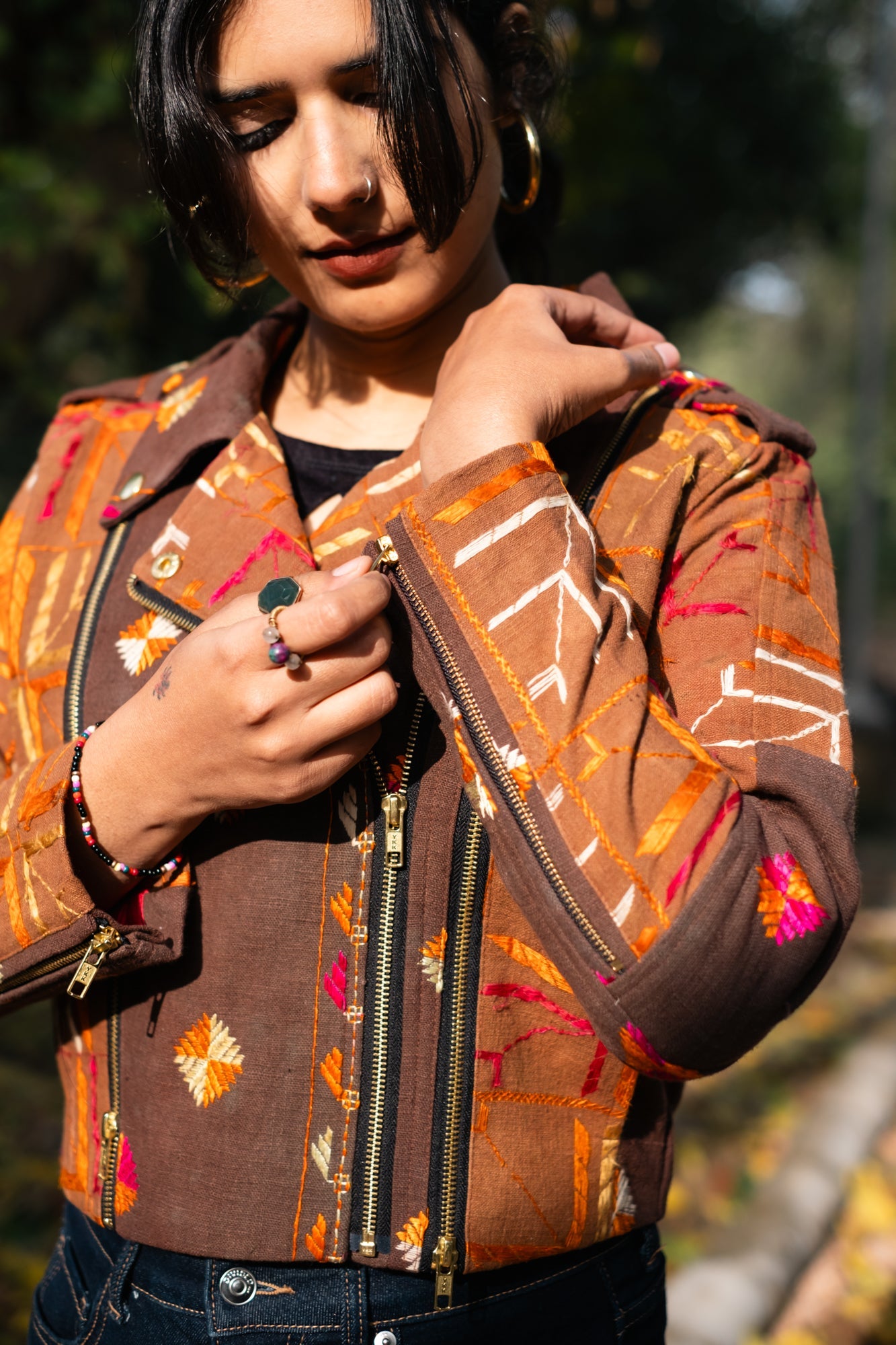 Baaj Phulkari Biker Jacket