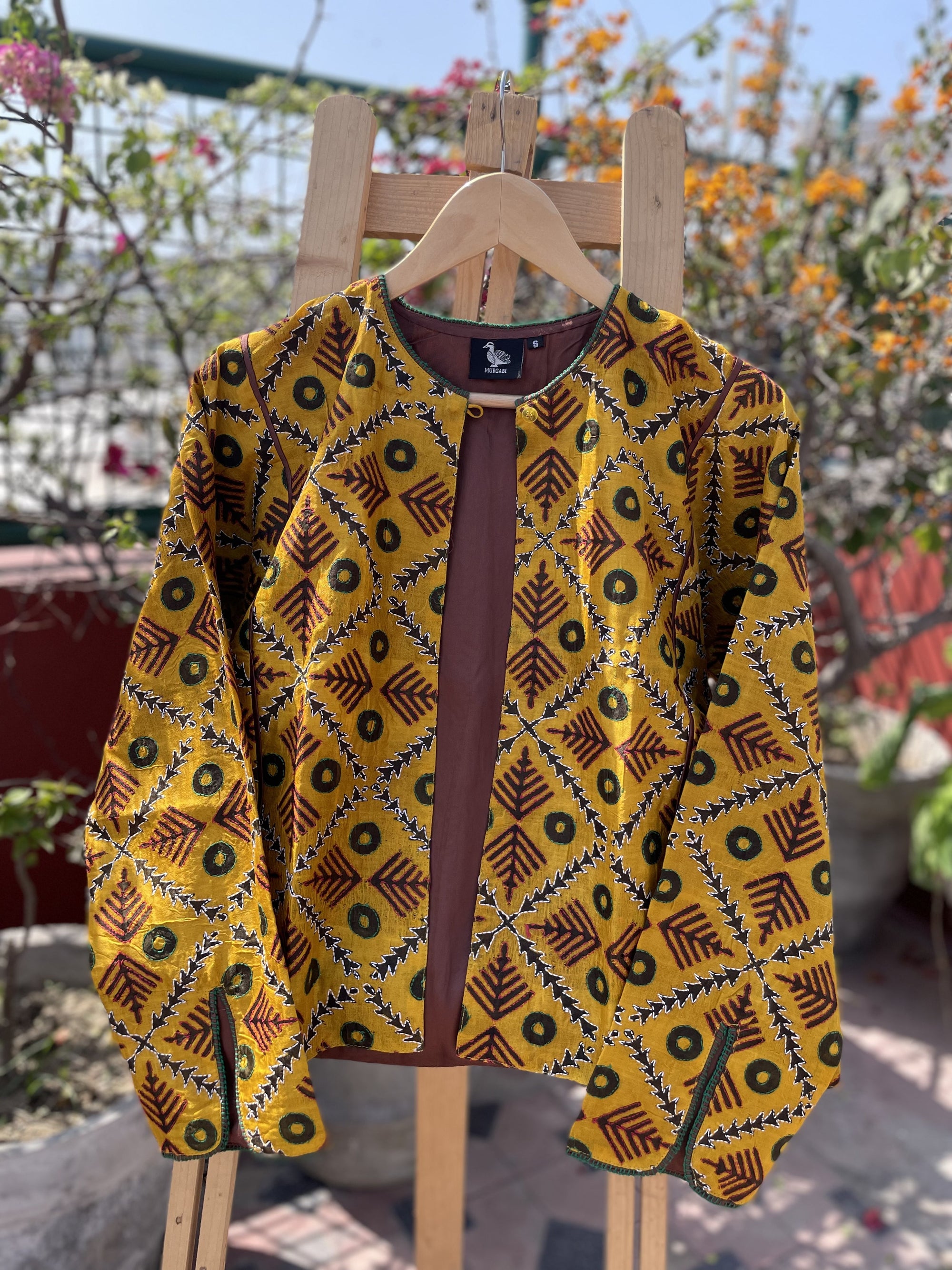 Saaras Blockprint Silk Kantha Overlay ~ S