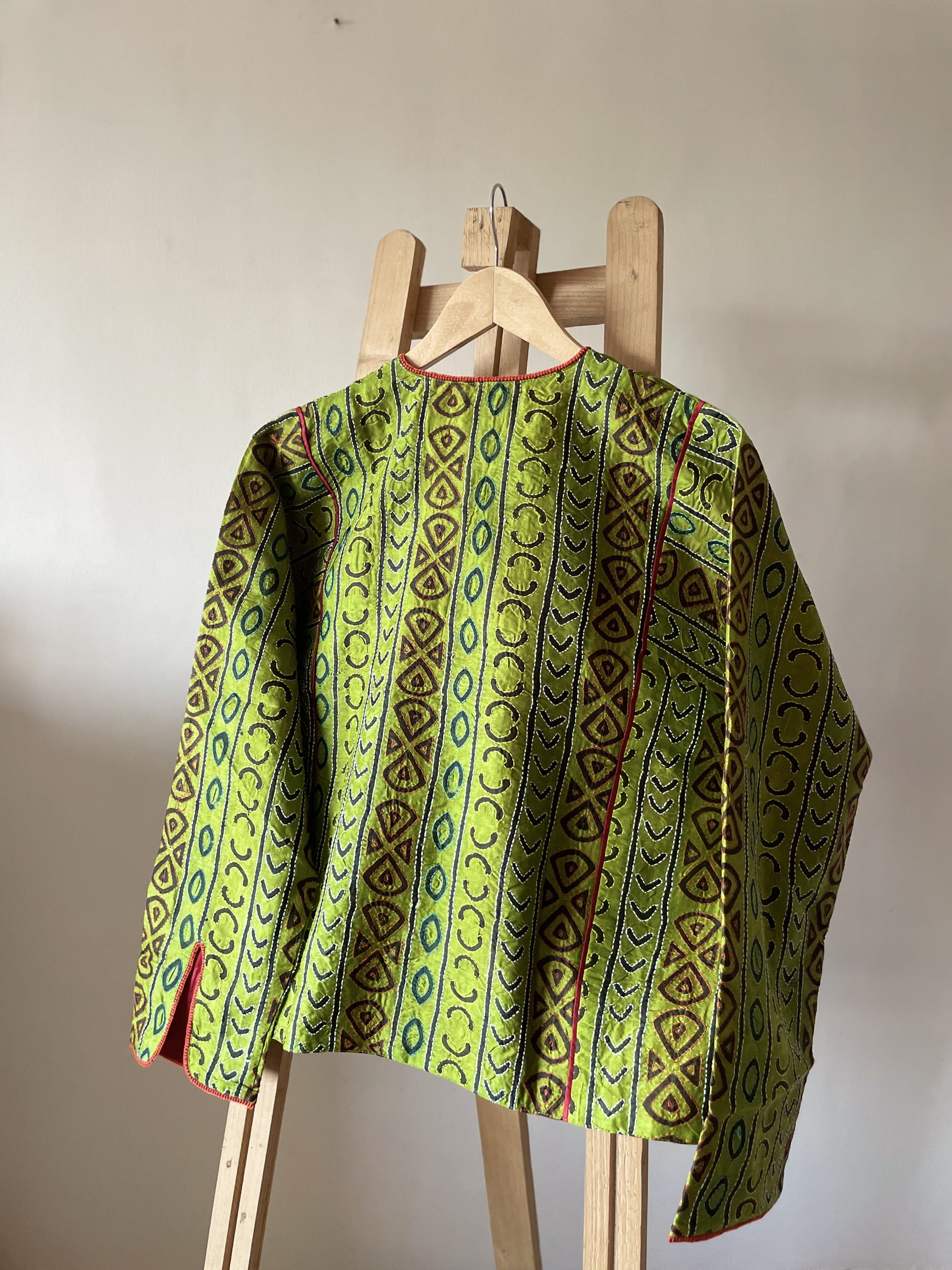 Saaras Blockprint Silk Kantha Overlay ~ M