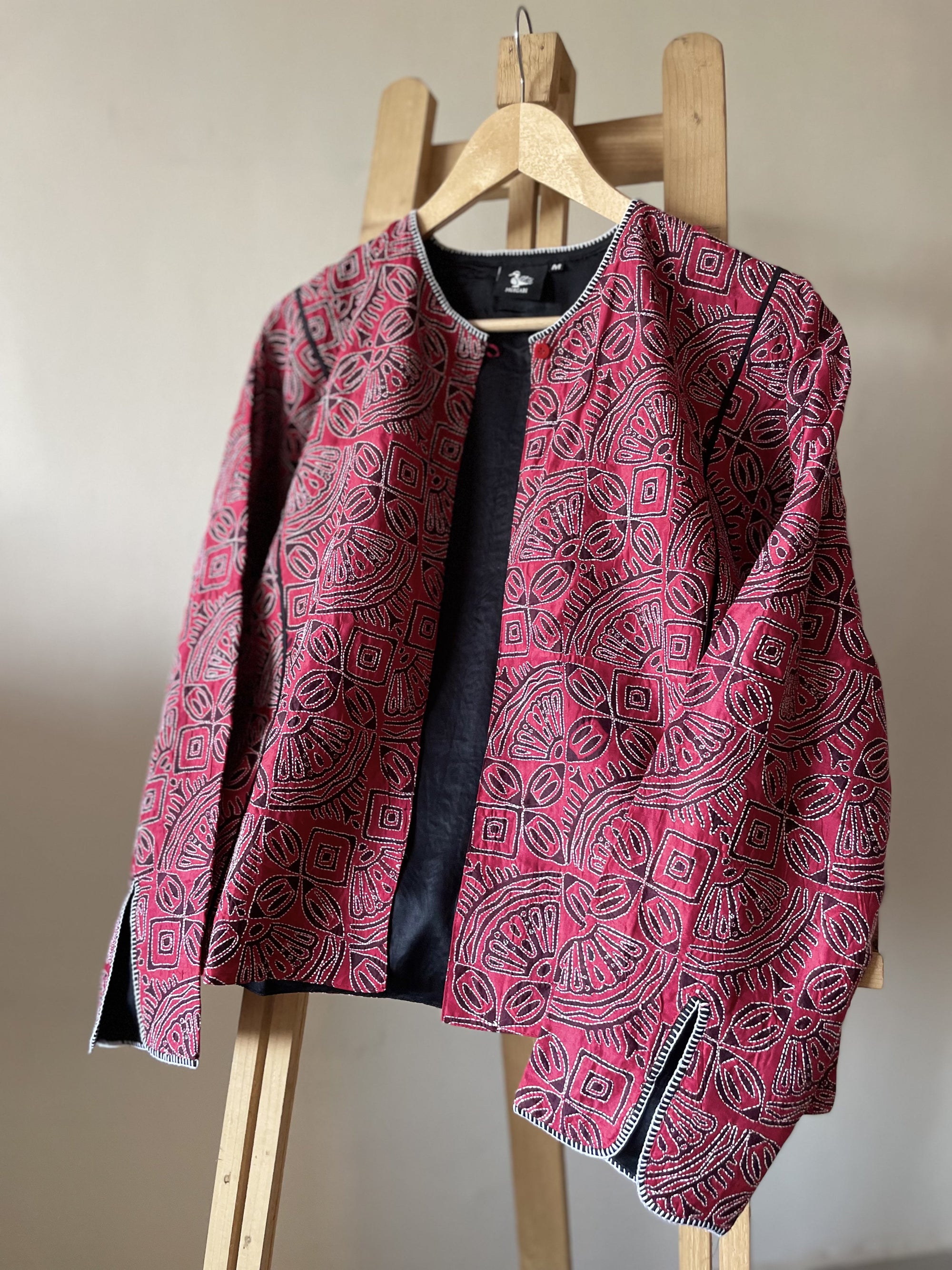 Saaras Blockprint Silk Kantha Overlay ~ M