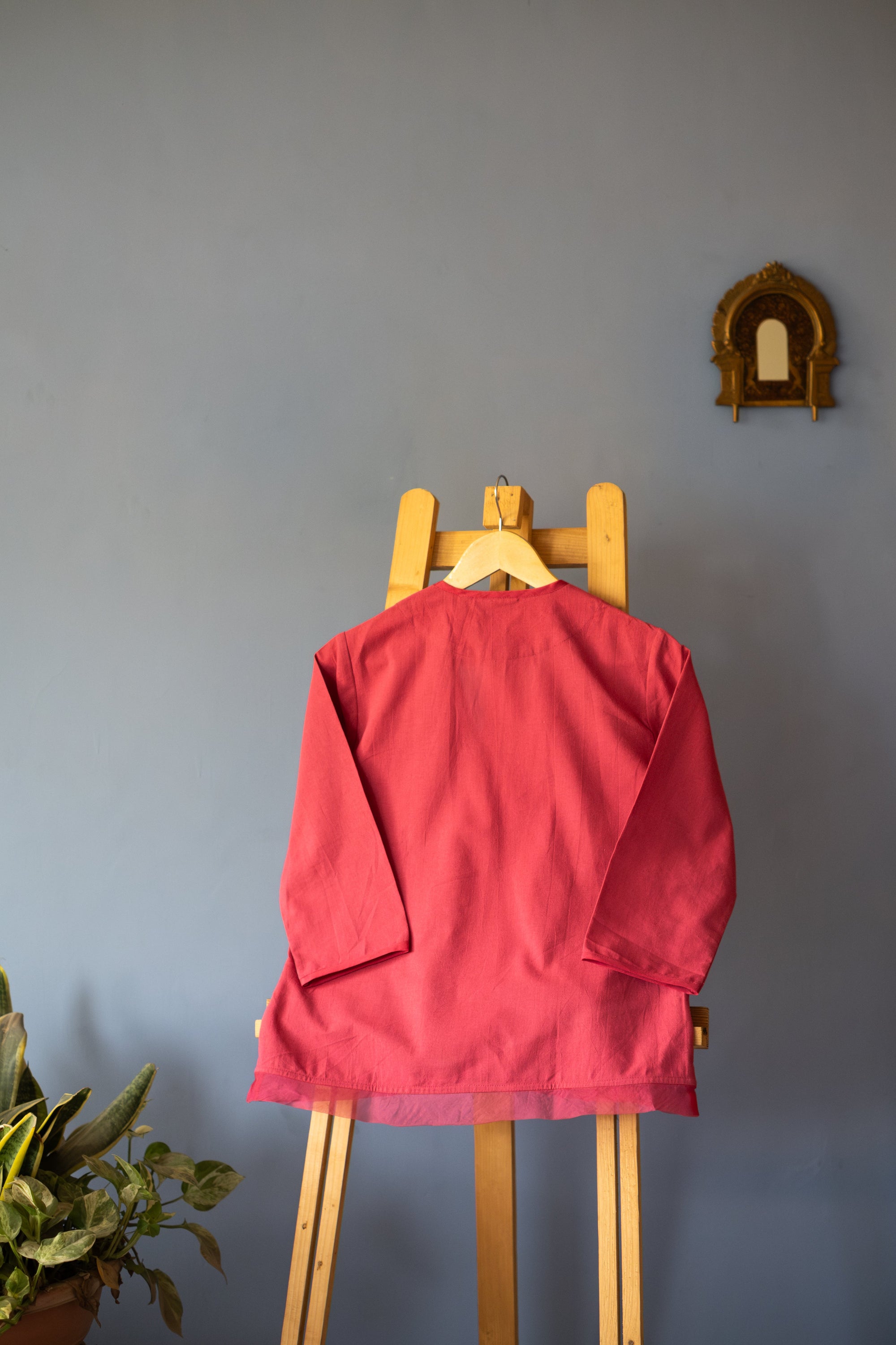 Embroidered Blue Jay Organic Cotton Crossbody Top ~ Pink