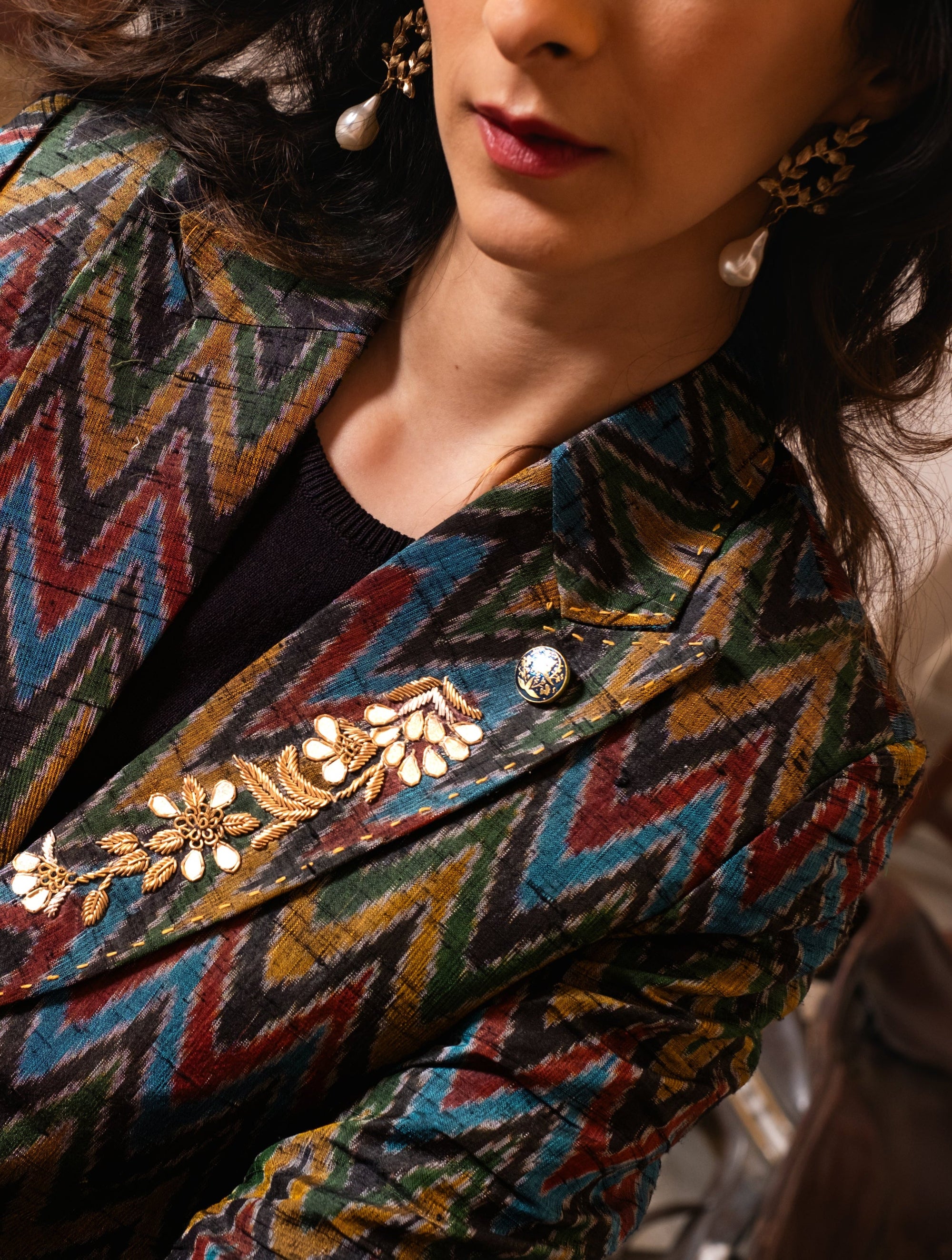 Kalij Jacket Raw Silk Embroidered Jacket