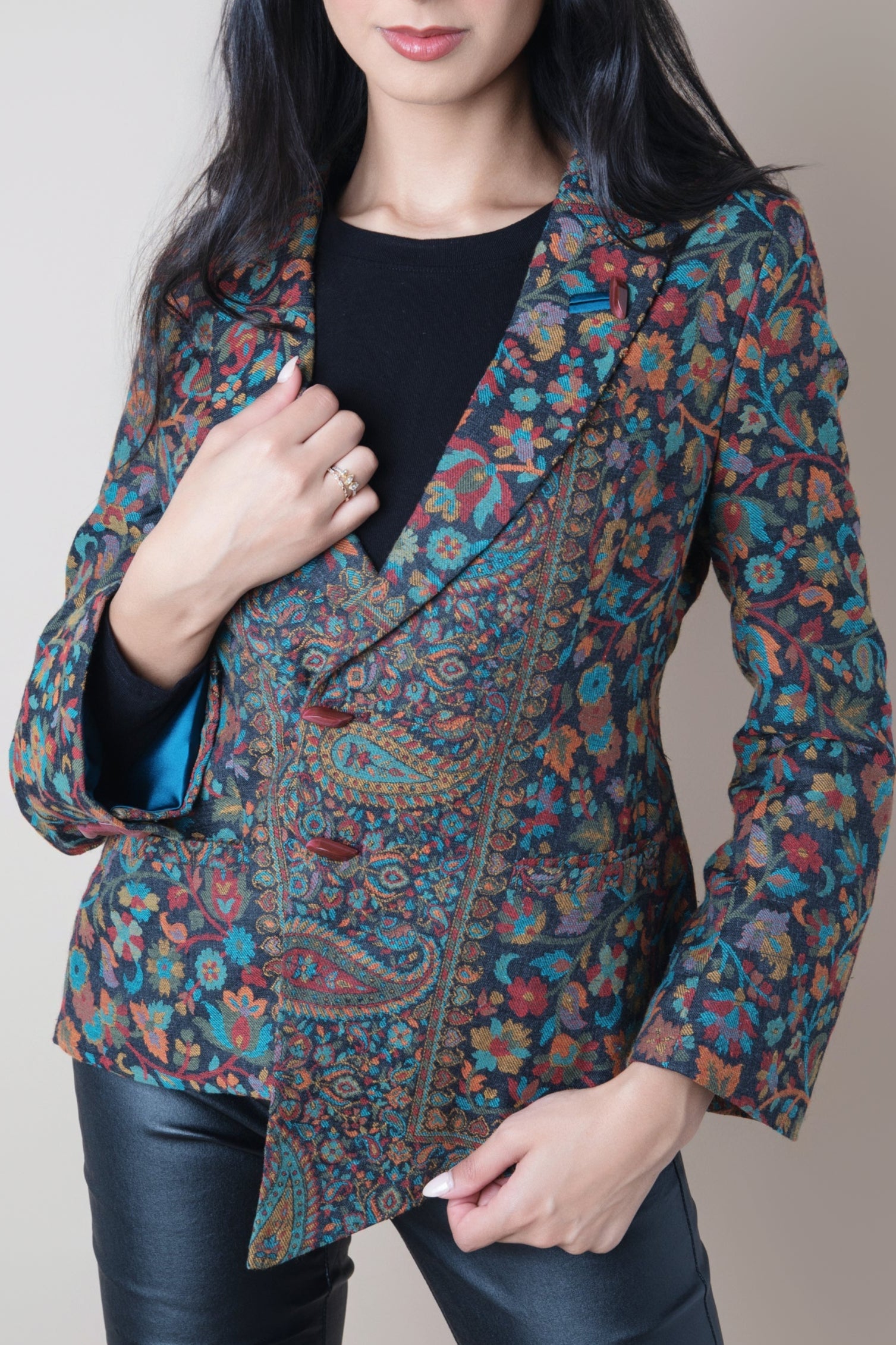 Navrang Blue Kani Weave Jacket