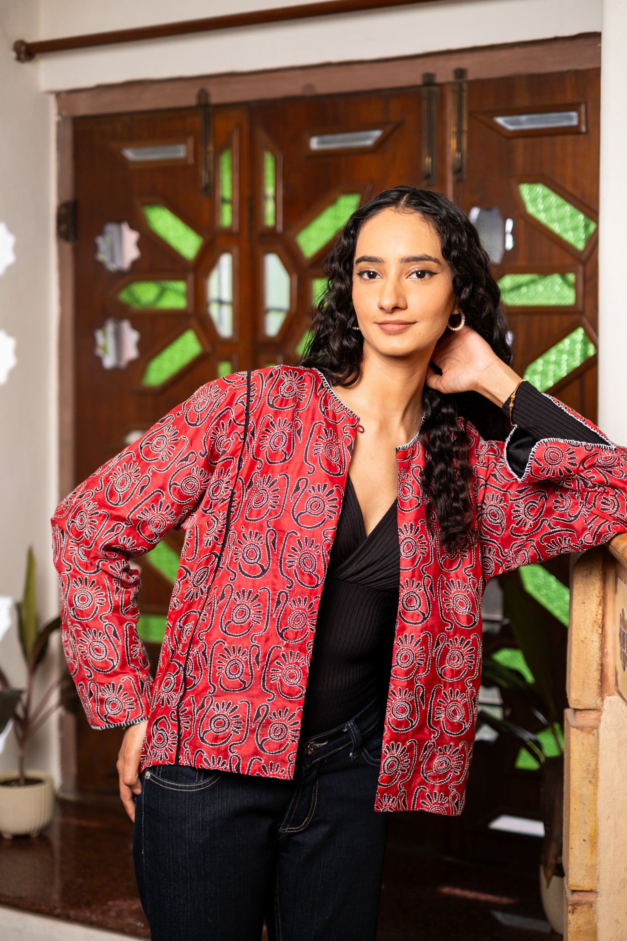 Saaras Blockprint Silk Kantha Overlay