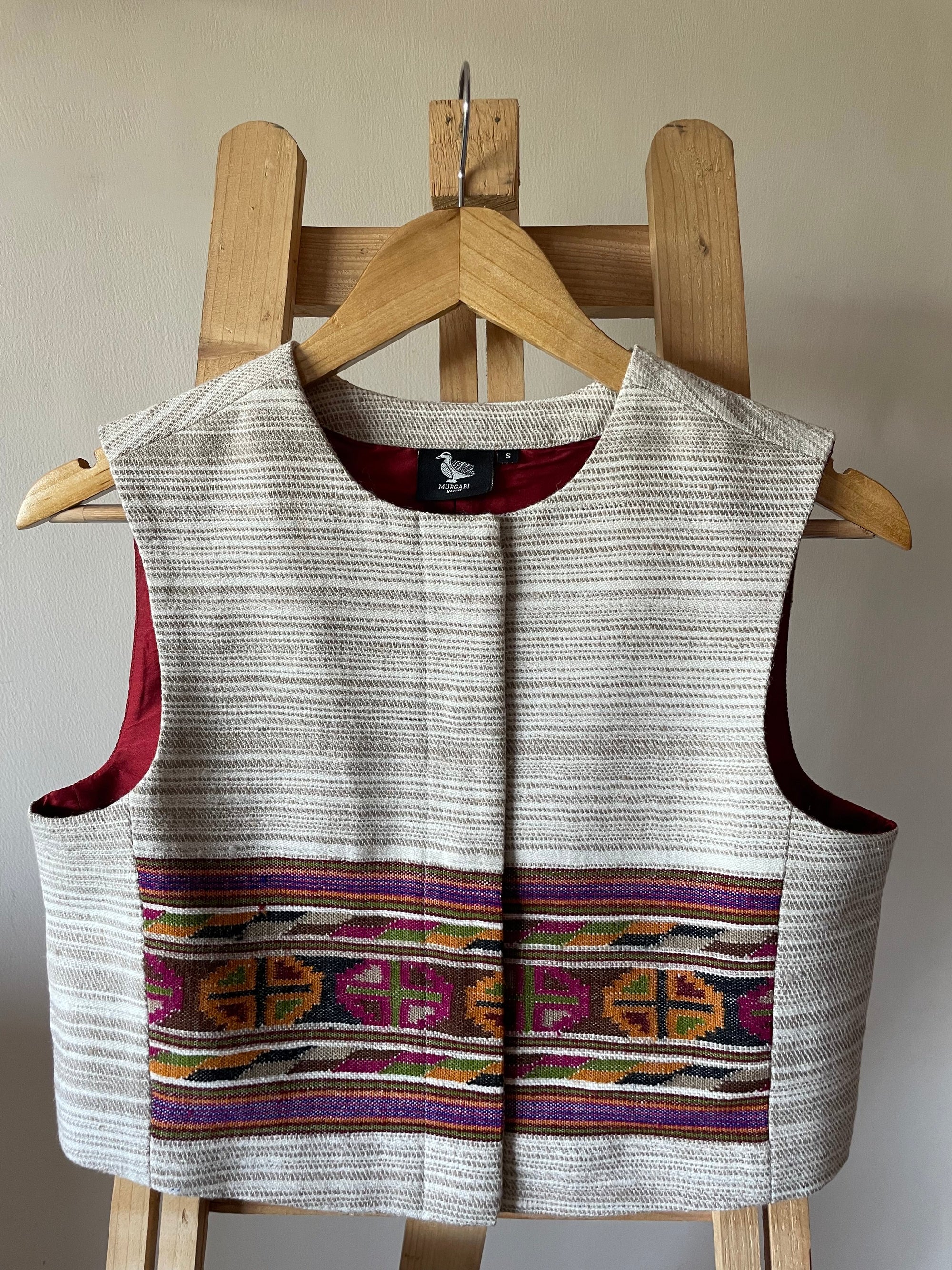 Monal Sleeveless Jacket~ Cream Stripe ~ US4
