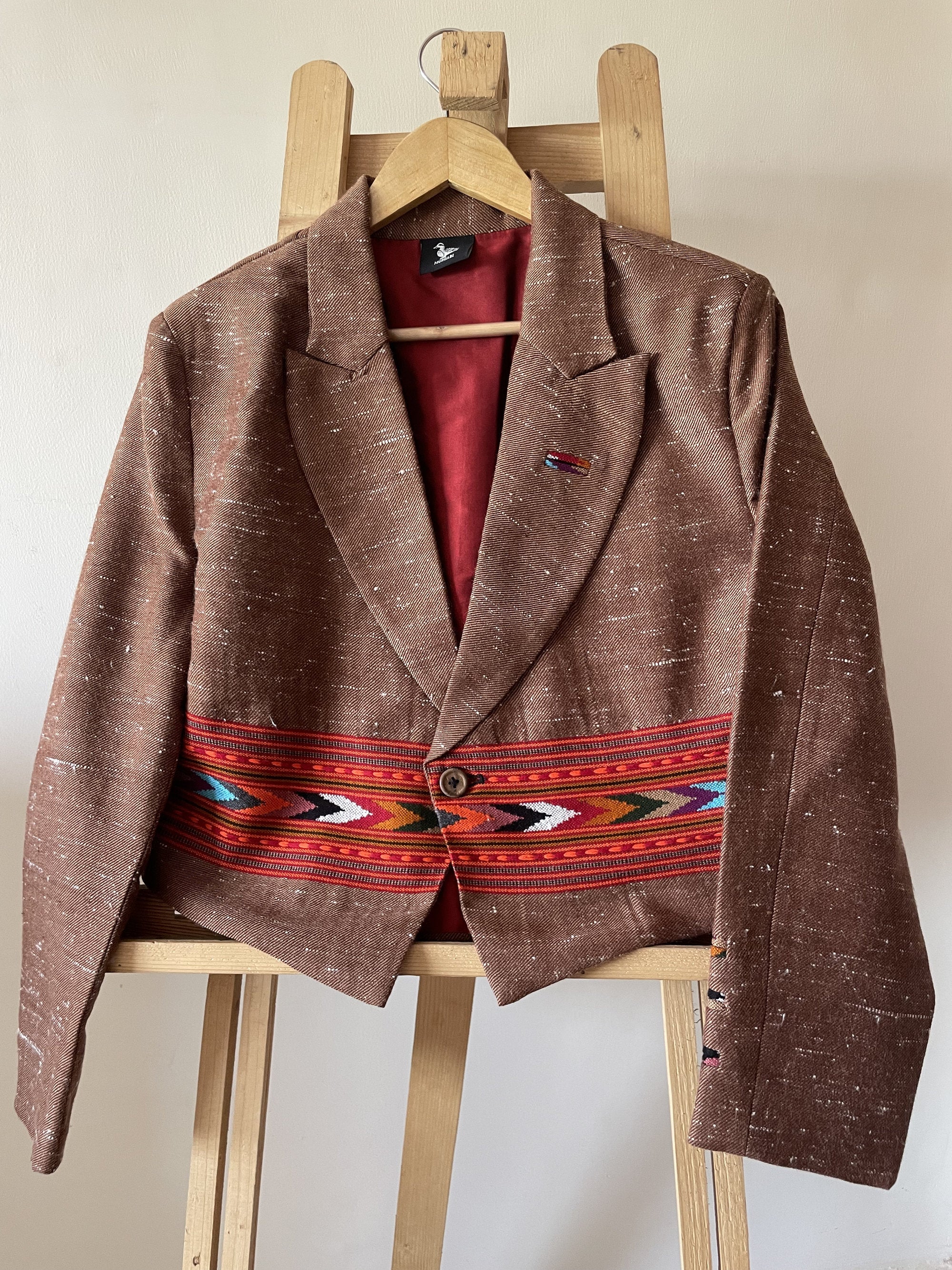 Monal Cropped Suit Jacket ~ Brown