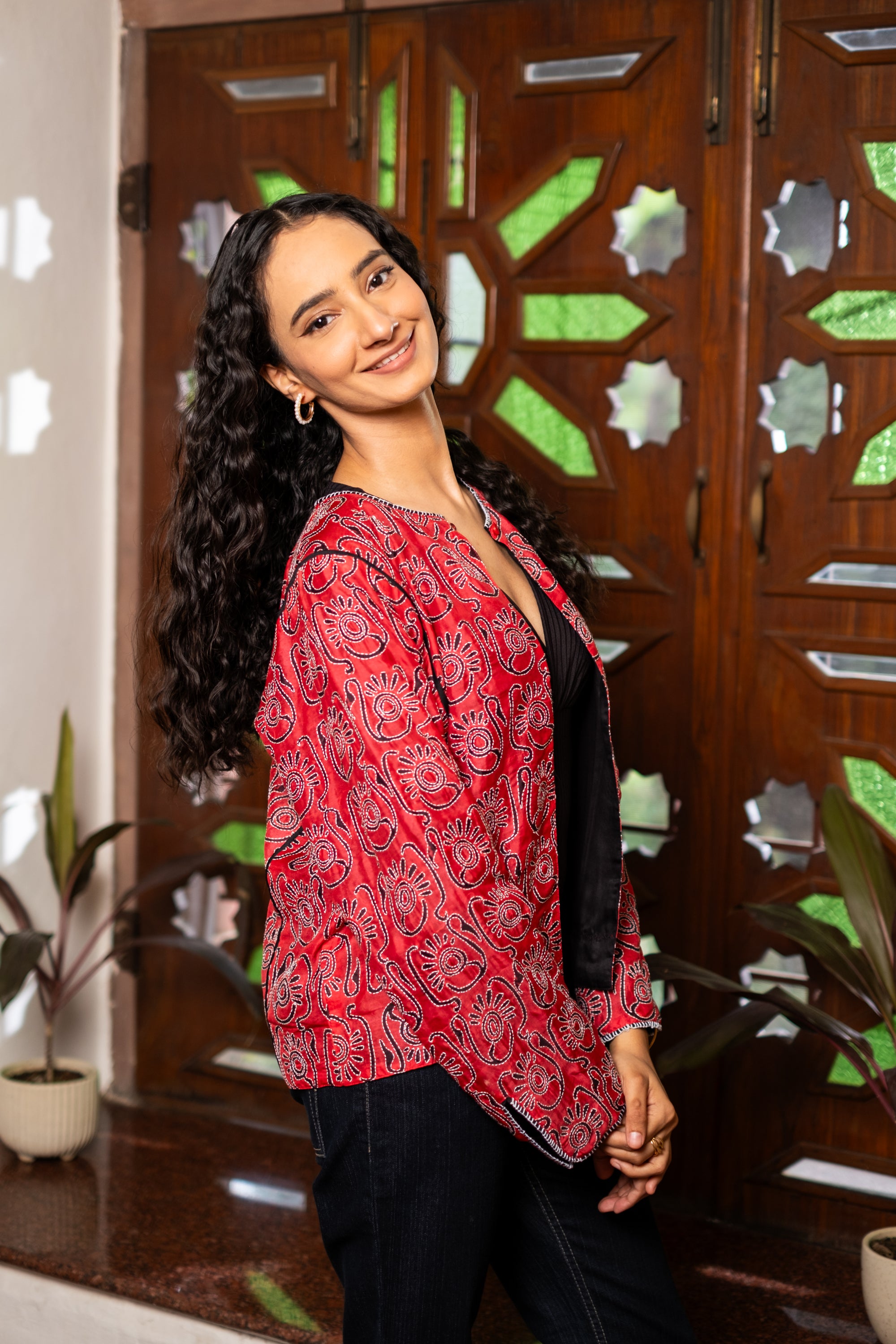 Saaras Blockprint Silk Kantha Overlay