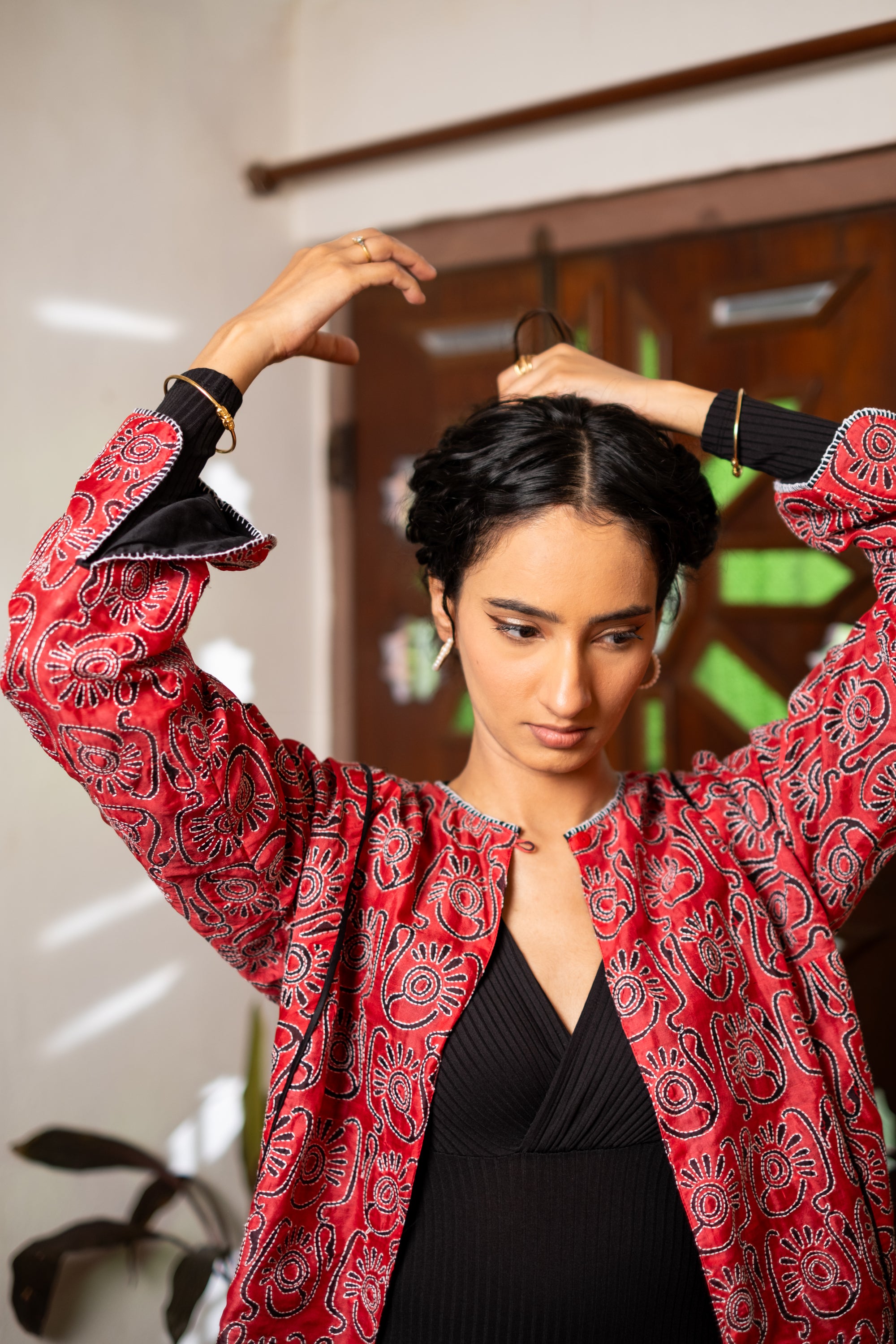 Saaras Blockprint Silk Kantha Overlay