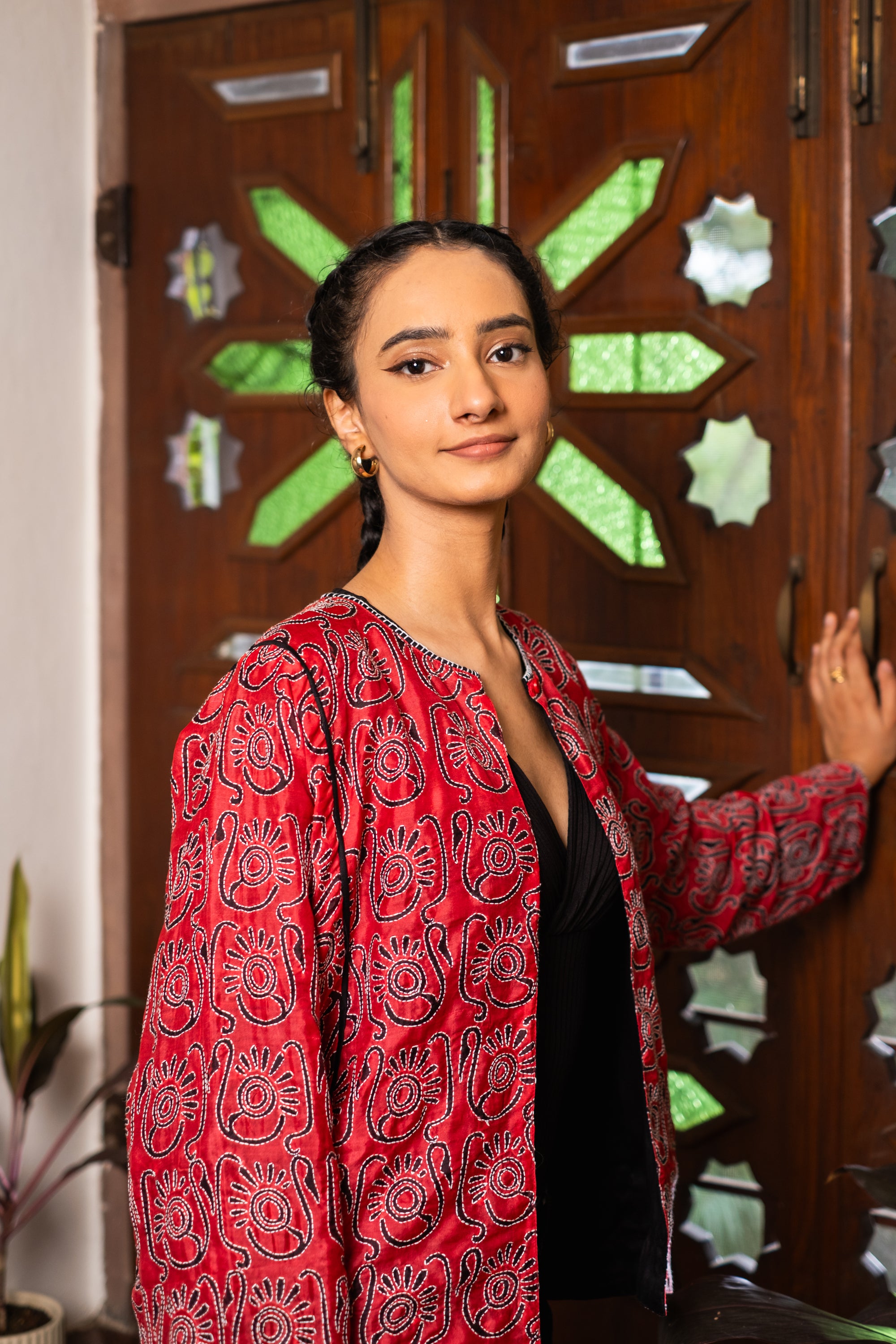 Saaras Blockprint Silk Kantha Overlay