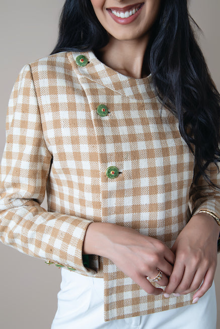 Shikra Khes Cropped Overlap Jacket~Check