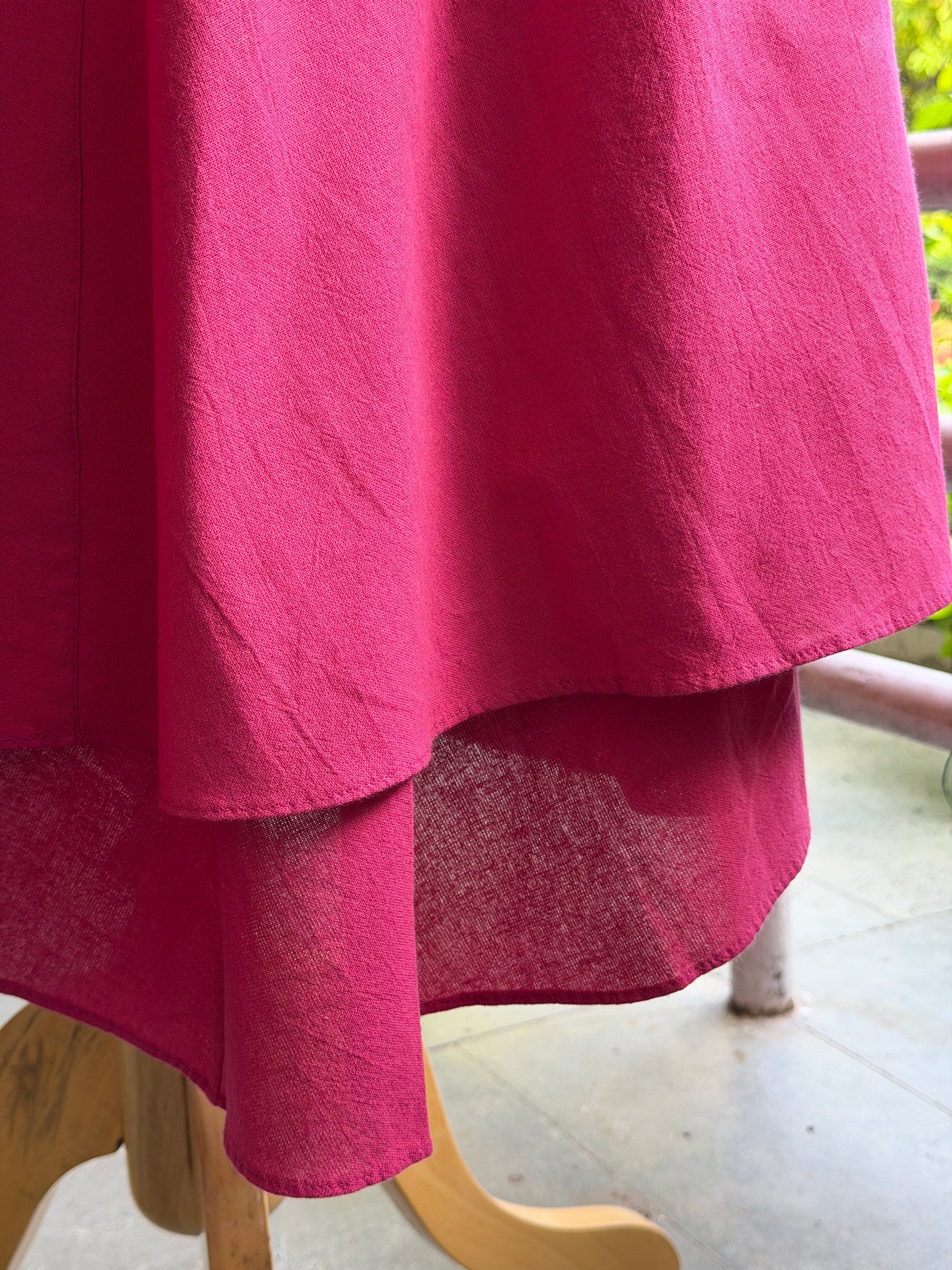 Embroidered Bird Organic Cotton Dress ~ Pink