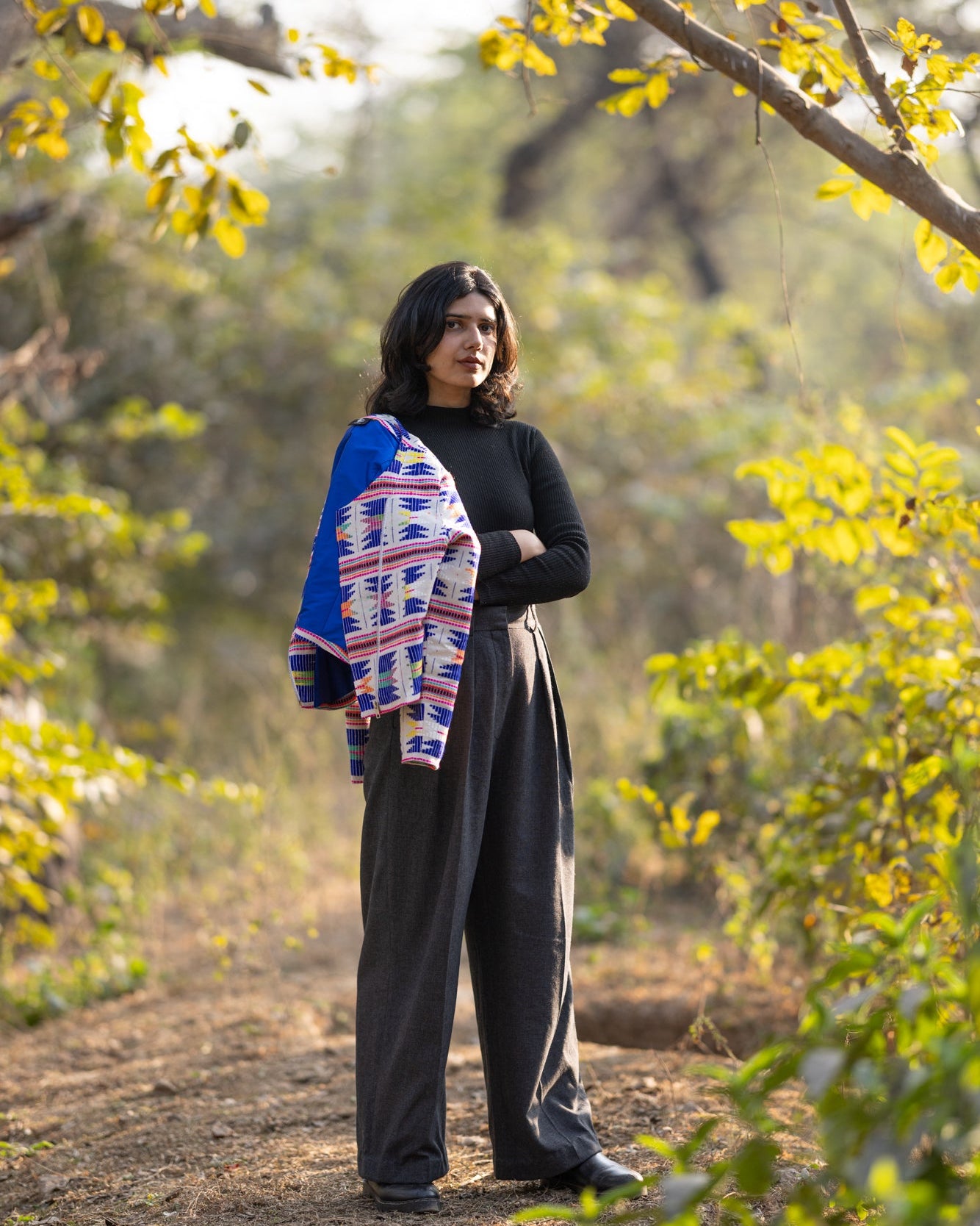 Bulbul Jacquard Biker Jacket~Blue